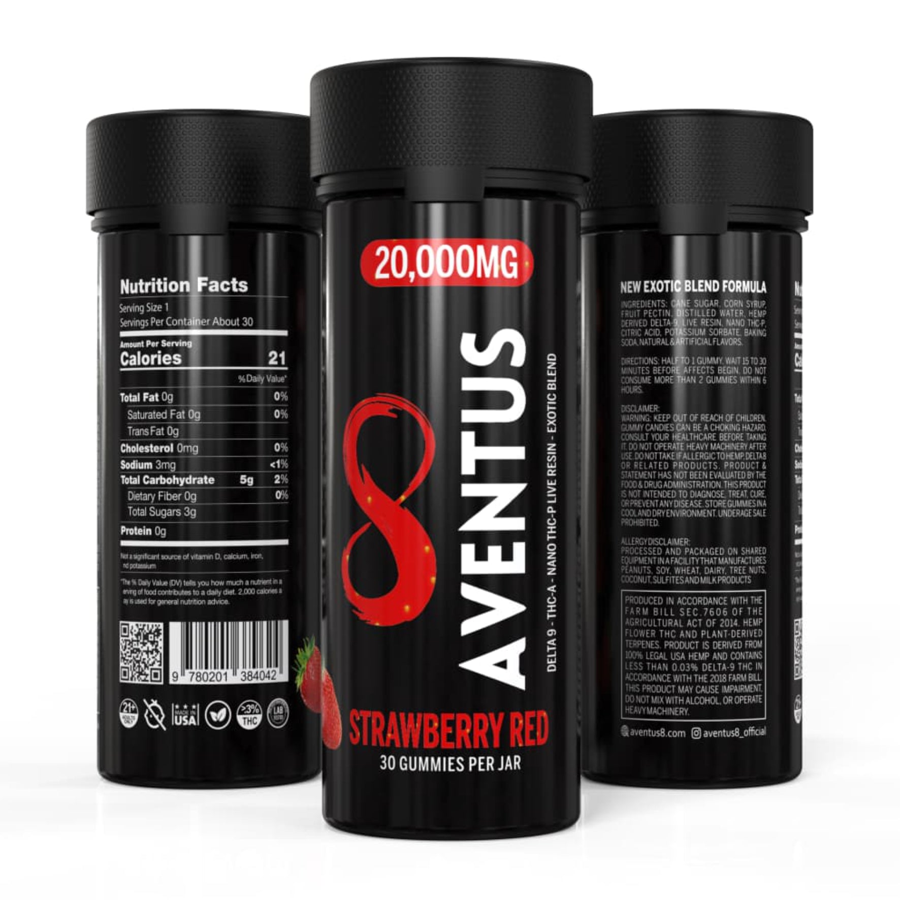 Aventus Exotic Blend Gummies – Strawberry Red 20,000mg, 30ct Jar