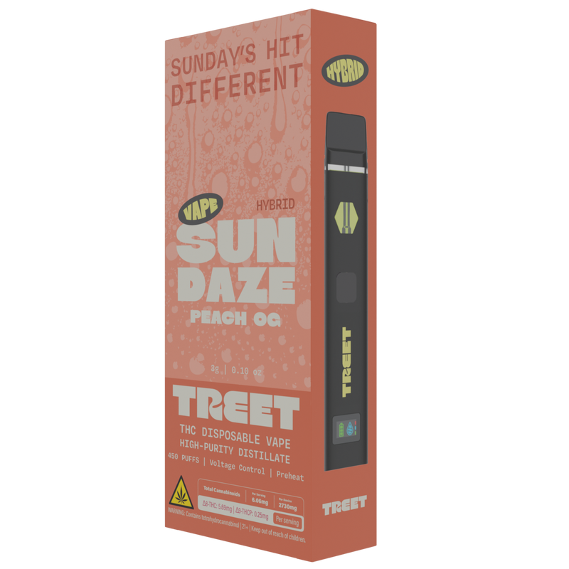 TREET 3G THC DISPOSABLE VAPE - SUN DAZE  PEACH OG (HYBRID)