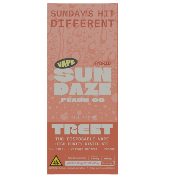 TREET 3G THC DISPOSABLE VAPE - SUN DAZE  PEACH OG (HYBRID)