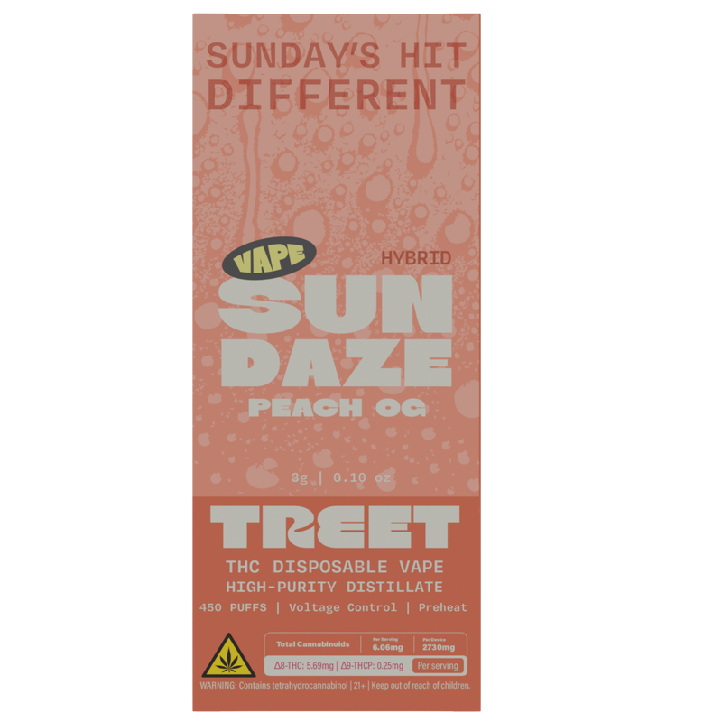 TREET 3G THC DISPOSABLE VAPE - SUN DAZE  PEACH OG (HYBRID)