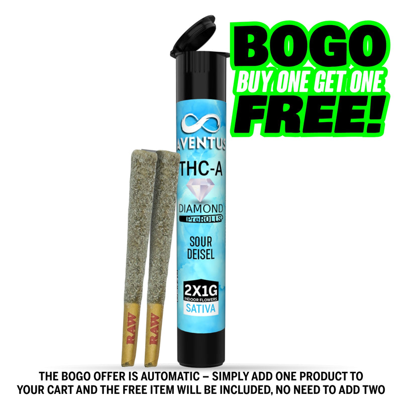 Aventus8 THC-A Pre-Rolls with THC-P Diamonds – Sour Diesel (2x1g | Sativa)