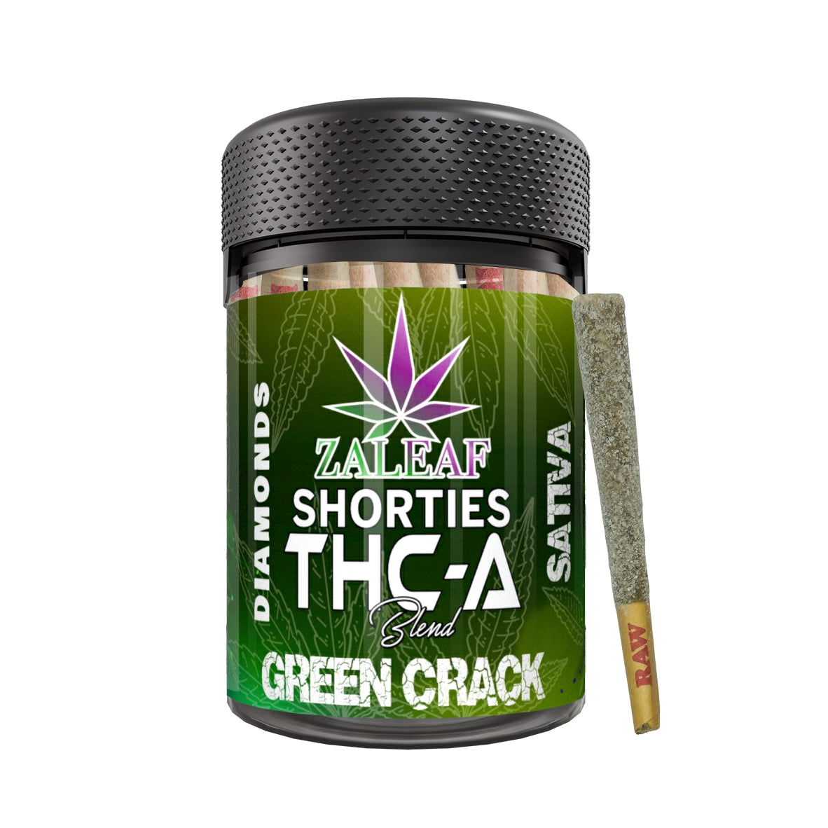 Zaleaf Shorties – 1 g Diamond Coated THCP Pre-Rolls (10-Pack) Green Crack - sativa