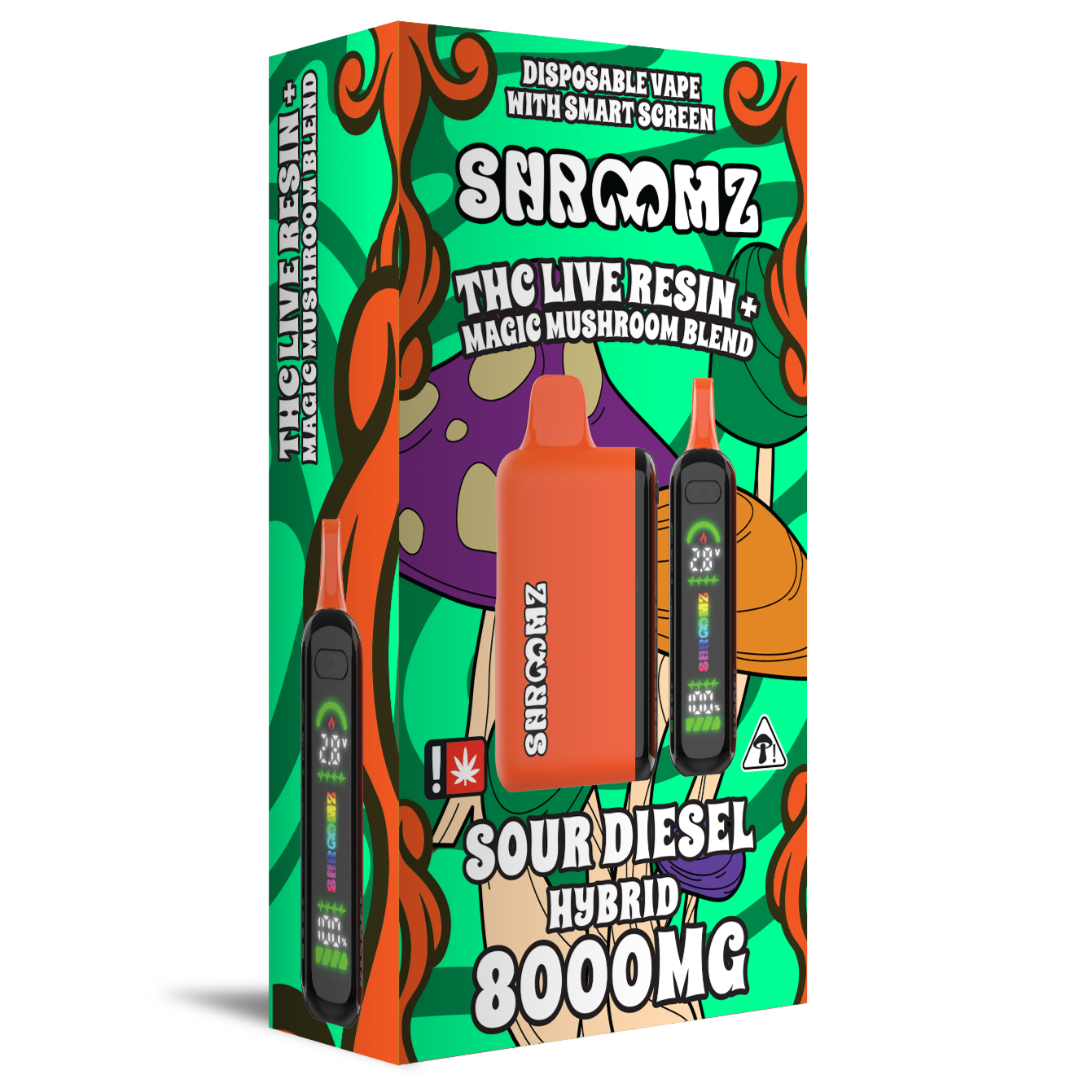 Shroomz Thc Live Resin + Magic Mushroom Blend Disposable – 8G Sour Diesel - Hybrid