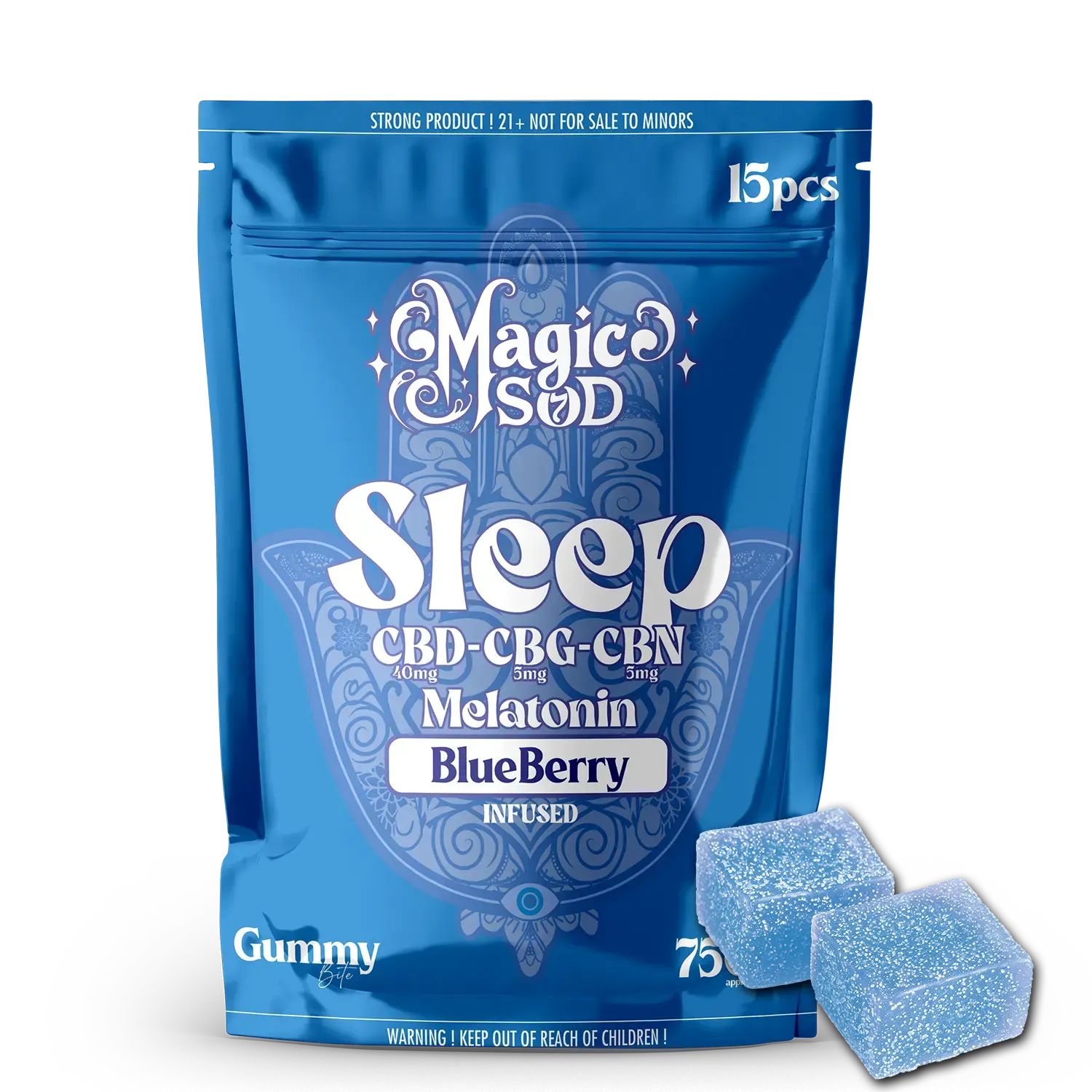 MAGICSOD Sleep Blueberry Gummies infused with (CBD + CBG + CBN @ 750mg) + Melatonin