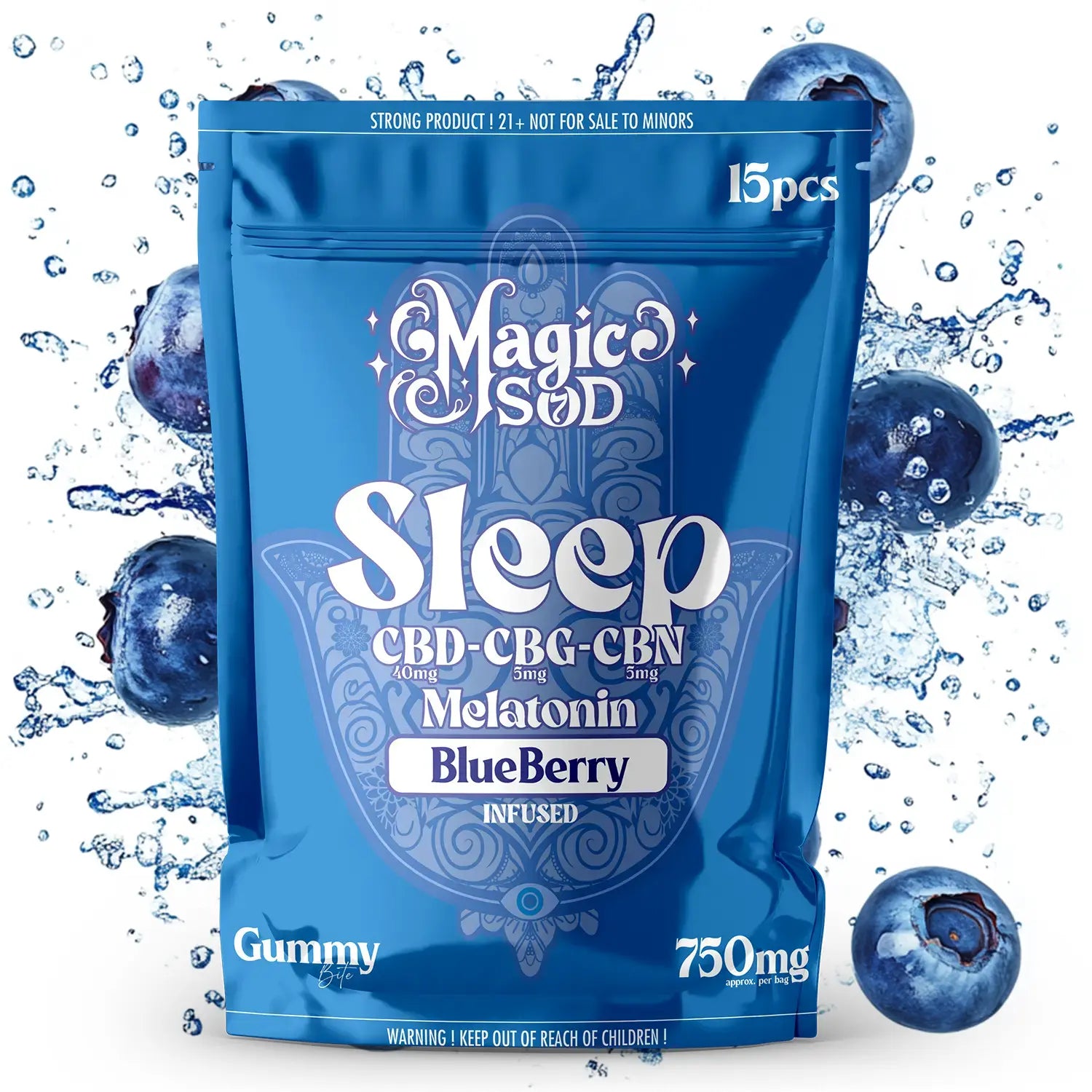 MAGICSOD Sleep Blueberry Gummies infused with (CBD + CBG + CBN @ 750mg) + Melatonin
