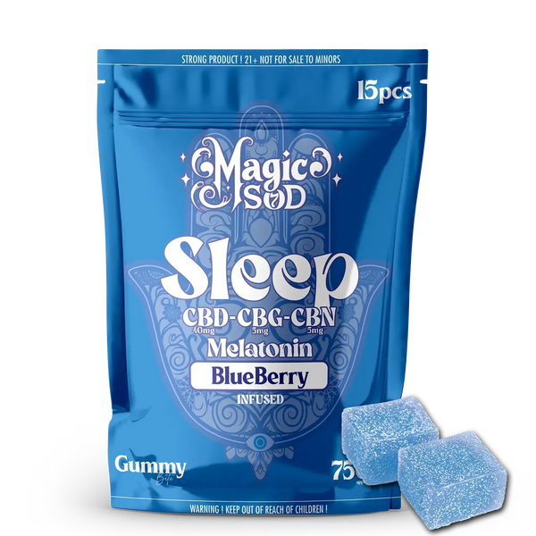 MAGICSOD Sleep Blueberry Gummies infused with (CBD + CBG + CBN @ 750mg) + Melatonin