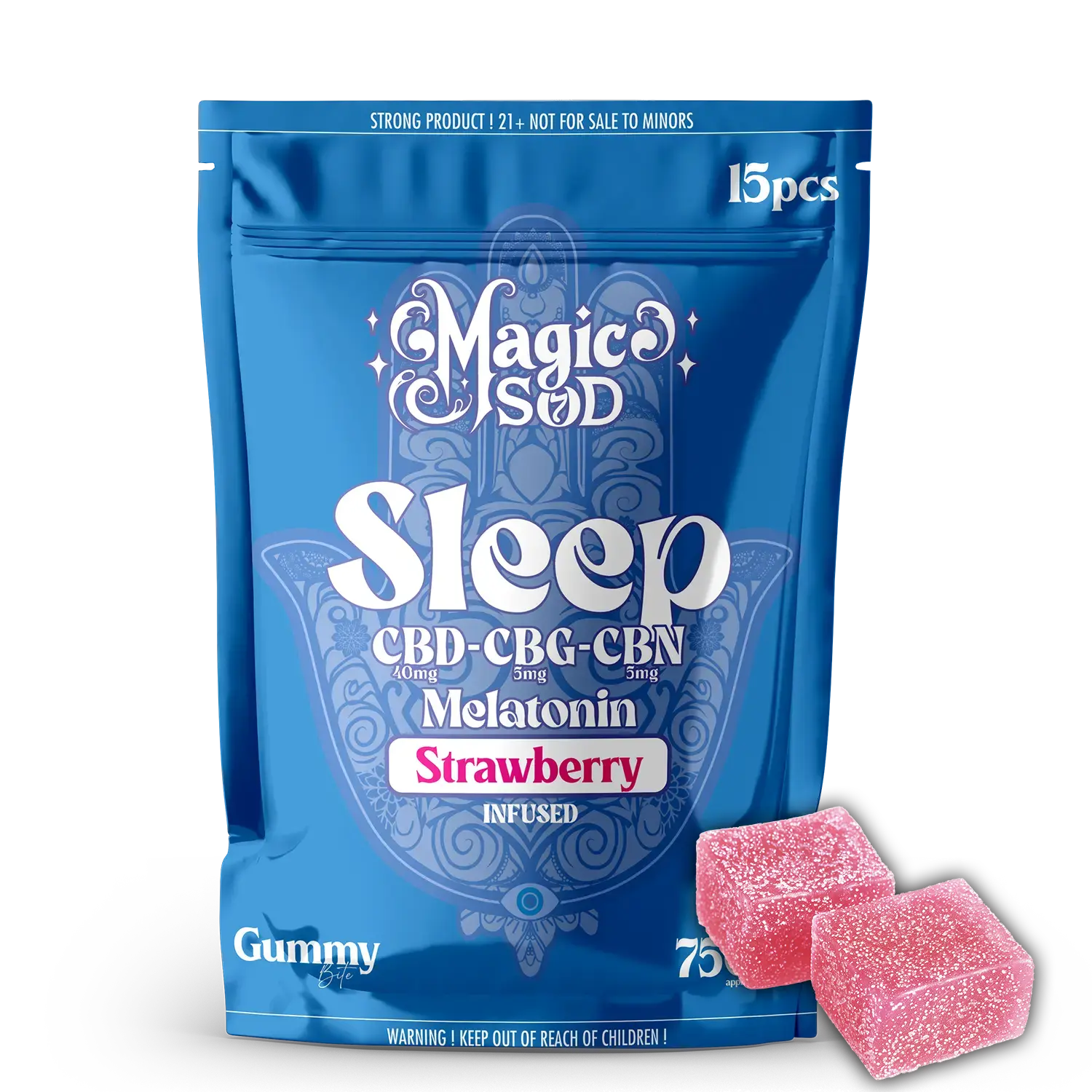 MAGICSOD SLEEP CBD-CBG-CBN MELATONIN GUMMY 750MG -  STRAWBERRY