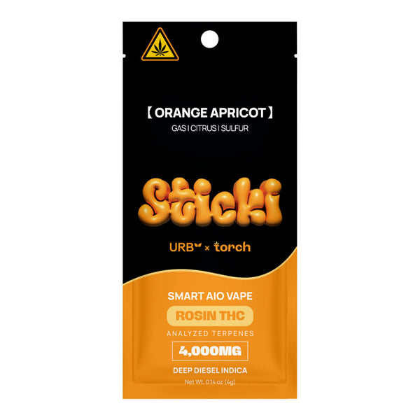 Sticki by URB x TORCH Smart AIO Vape 4000mg Rosin THC Orange Apricot