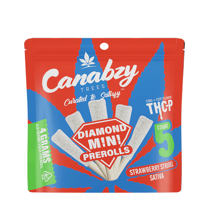 Canabzy THC-P Diamond Mini Preroll 4G 5ct - Strawberry Strudel - Sativa