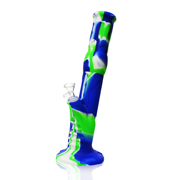 SILICONE AND GLASS "GRIP ME" BONG 15"