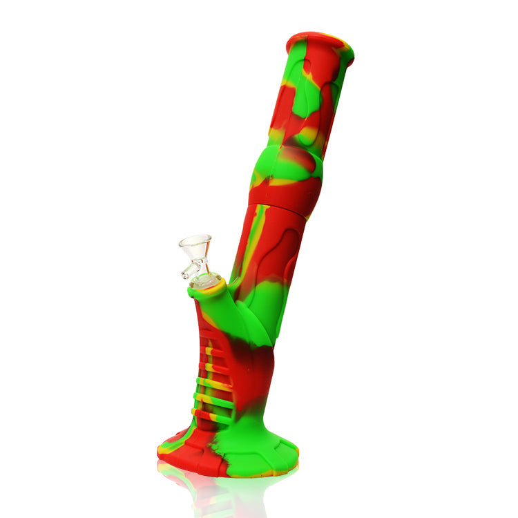 SILICONE AND GLASS "GRIP ME" BONG 15"