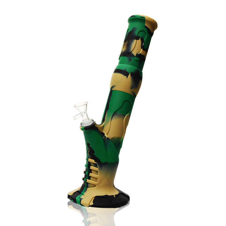 SILICONE AND GLASS "GRIP ME" BONG 15"