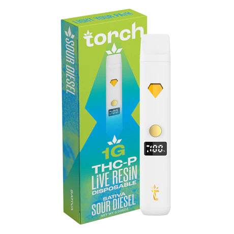 Torch THC-P LIVE RESIN Disposable Vape Sour Diesel Sativa 1G