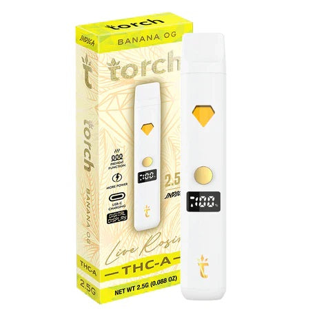 Live Rosin Banana OG Indica Torch THC-A Disposable Vape Pen 2.5g