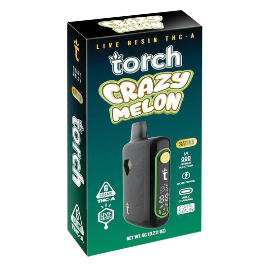 Torch Pulse Live Resin THC-A 6G Disposable Vape Crazy Melon Sativa