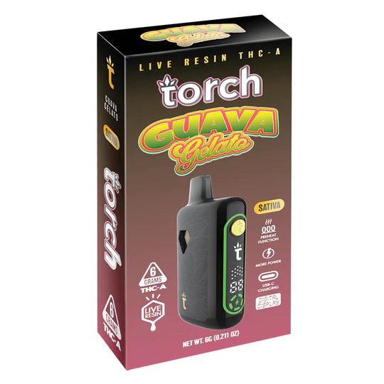 Torch Pulse Live Resin THC-A 6G Disposable Vape Guava Gelato Sativa