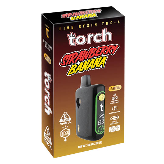 Torch Pulse Live Resin THC-A 6G Disposable Vape Strawberry Banana Sativa