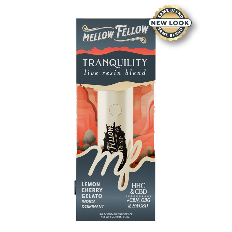 Mellow Fellow Tranquility Blend - Live Resin 1ml Disposable Vape - Lemon Cherry Gelato (Indica Dominant)