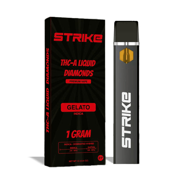 STRIKE THC-A LIQUID DIAMOND 1G VAPE DISPOSABLE GELATO - INDICA