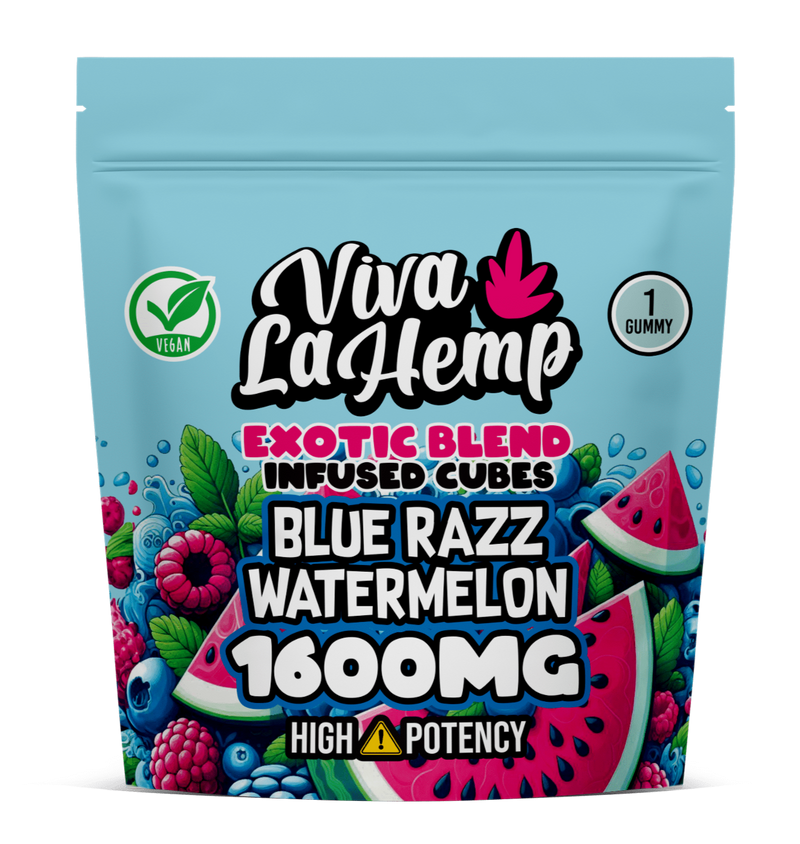 viva la hemp Exotic Blend Infused Cubes – 1600MG Blue Razz Watermelon