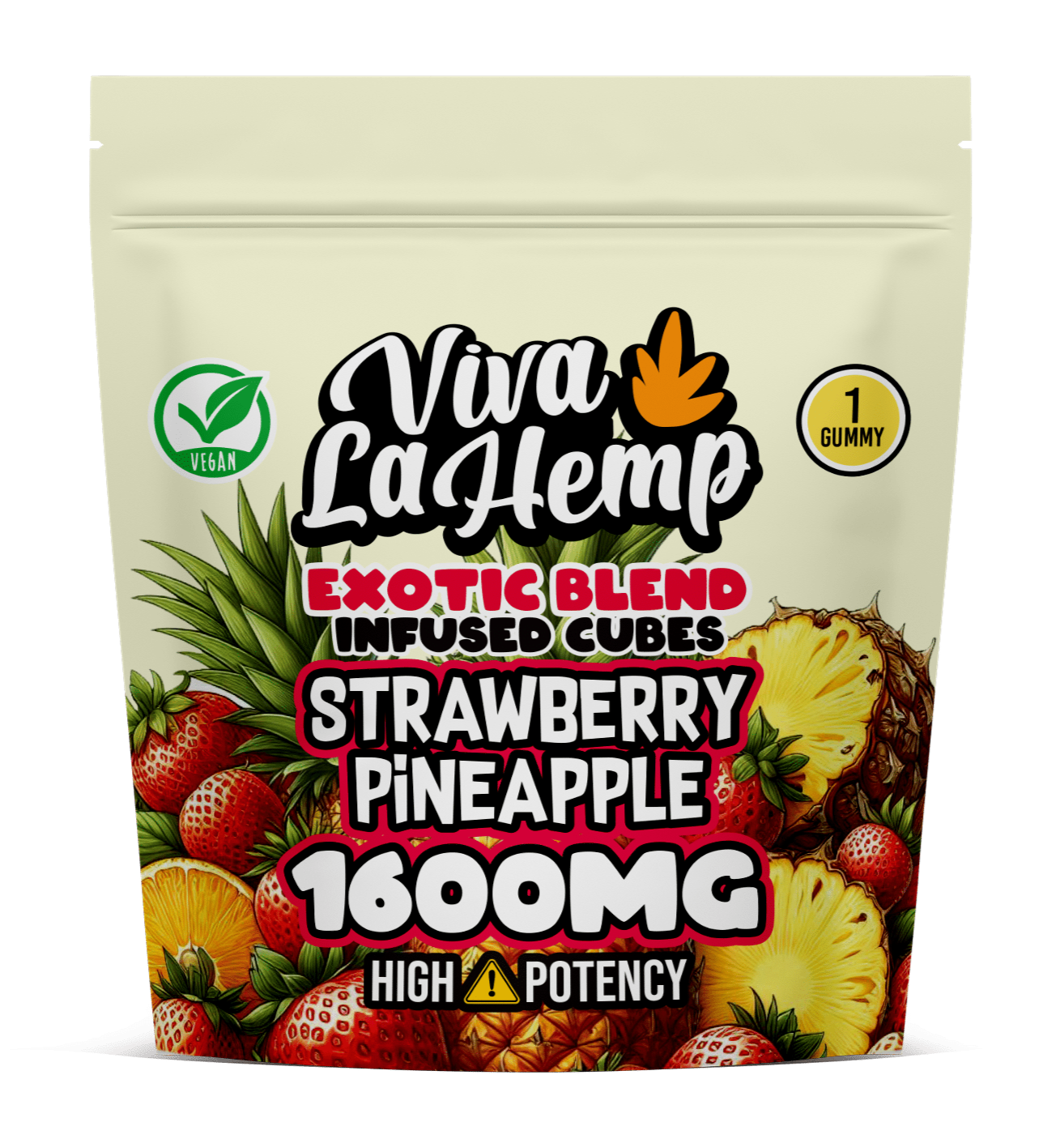 viva la hemp Exotic Blend Infused Cubes – 1600MG Strawberry Pineapple