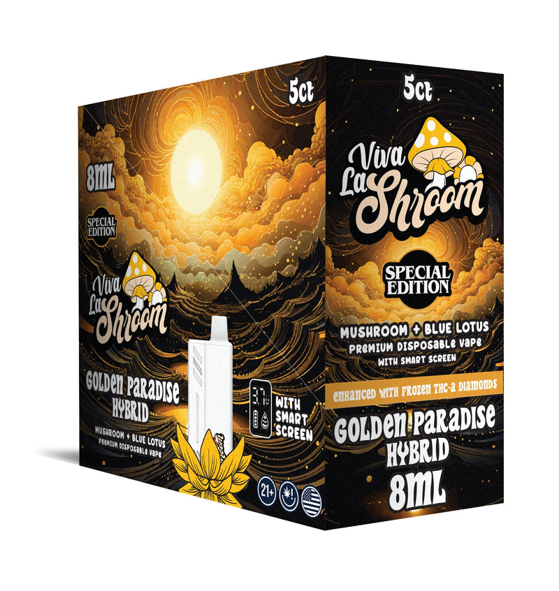 Mushroom + Blue Lotus – Disposable Vape 8ML Golden Paradise – Hybrid