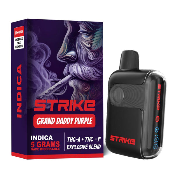 STRIKE THC-A EXPLOSIVE BLEND 5G VAPE DISPOSABLE GRAND DADDY PURPLE - INDICA