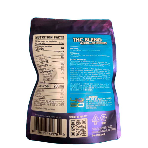 4U20 THC Blend Gummies – Blue Razz Indica | 200mg Each, 20ct