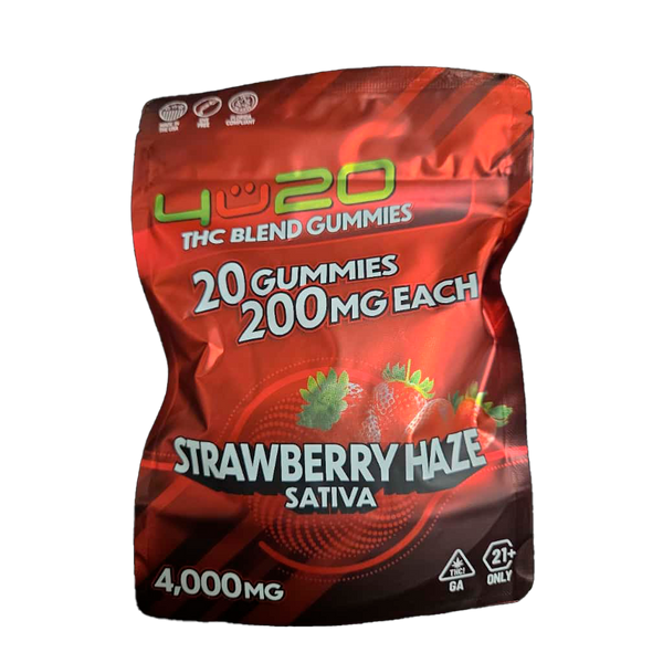 4U20 THC Blend Gummies – Strawberry Haze Sativa | 200mg Each, 20ct