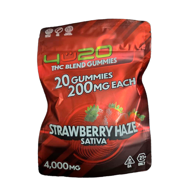 4U20 THC Blend Gummies – Strawberry Haze Sativa | 200mg Each, 20ct