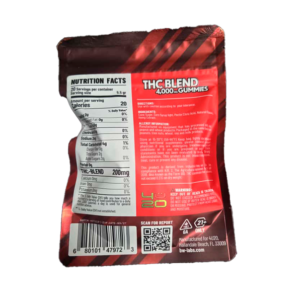 4U20 THC Blend Gummies – Strawberry Haze Sativa | 200mg Each, 20ct