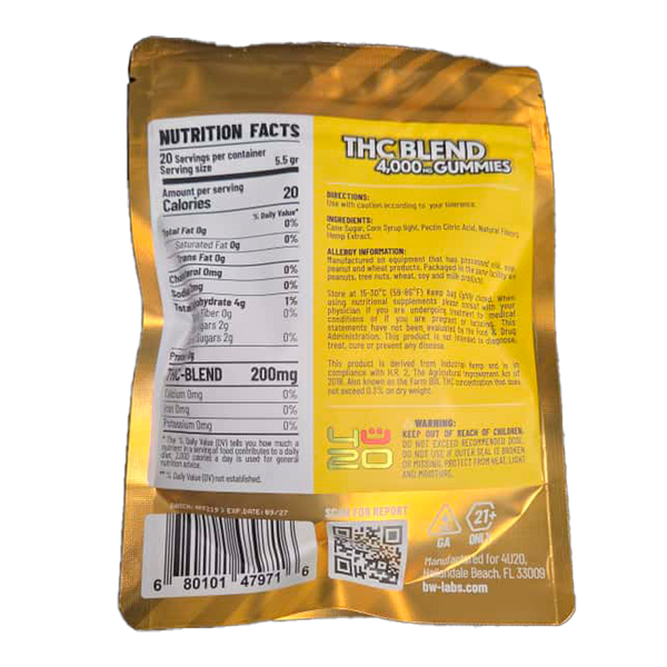 4U20 THC Blend Gummies – Passion Fruit Hybrid | 200mg Each, 20ct