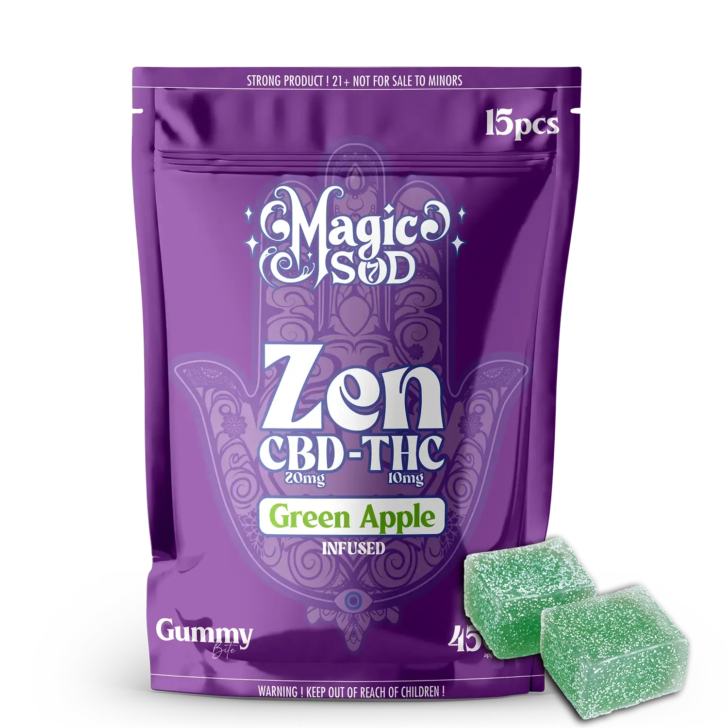 MAGICSOD ZEN CBD-THC GUMMY 450MG - GREEN APPLE