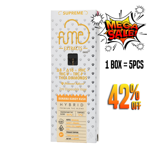 Box of 5 vapes Fume Extracts Supreme Diamonds Disposable 2G - Banana kandy kush - Hybrid
