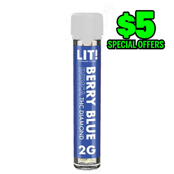 LIT THC Diamond 2g Pre-Rolls Tubes - Berry Blue - Indica