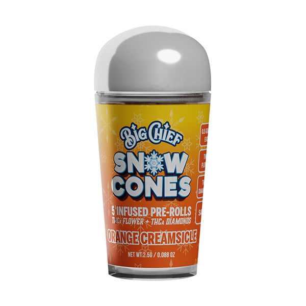 Big Chief Snow Cones Infused Pre-Rolls THCa Flower+THC-A Diamonds 2.5G (5ct) Orange Creamsicle  - Sativa