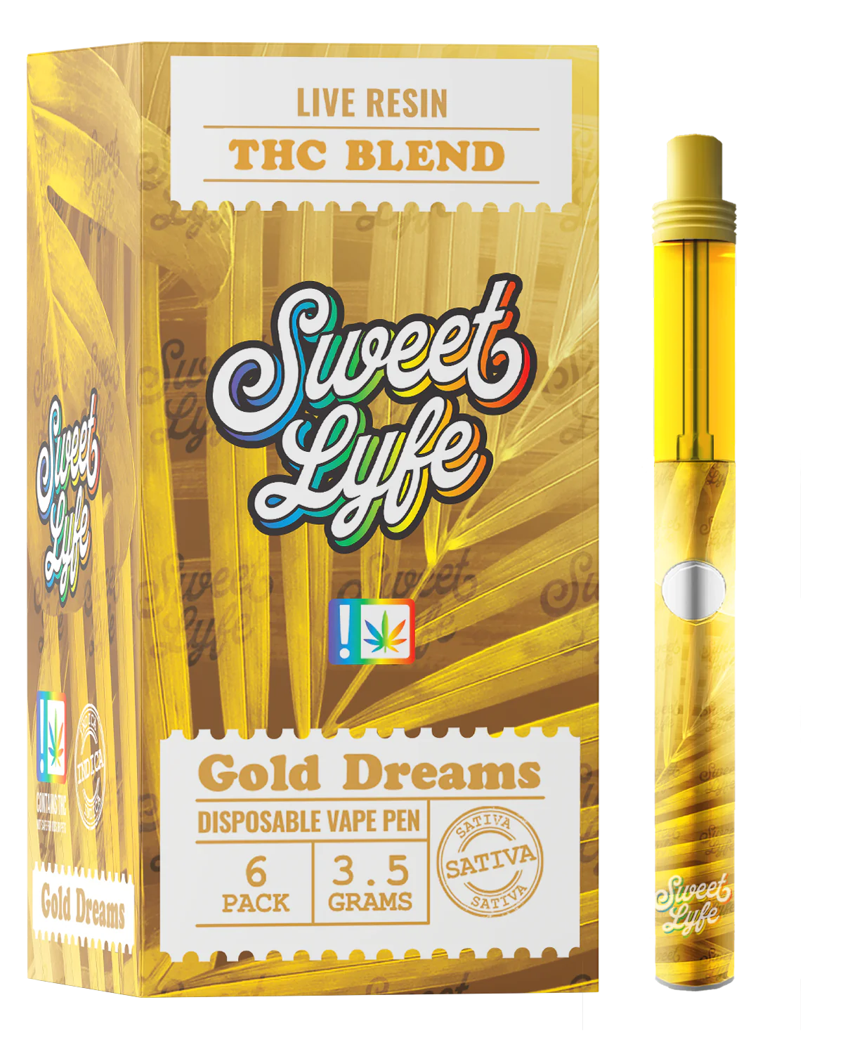 Disposable Vape Pen 3.5 Grams Infused with Live Resin THC Blend - Gold Dreams Sativa