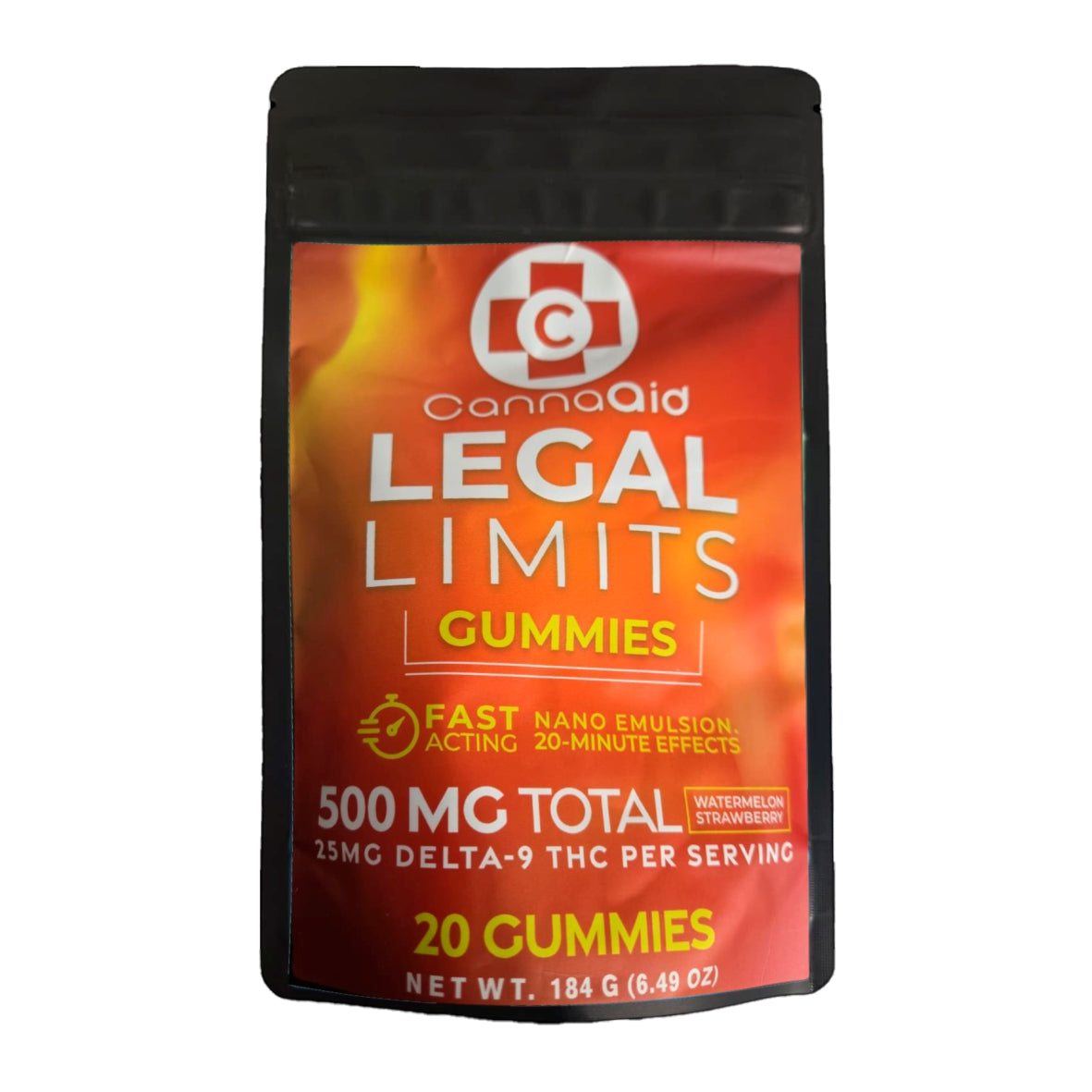 CannaAid Legal Limits Delta-9 THC Gummies – 500mg Total (20 Count)
