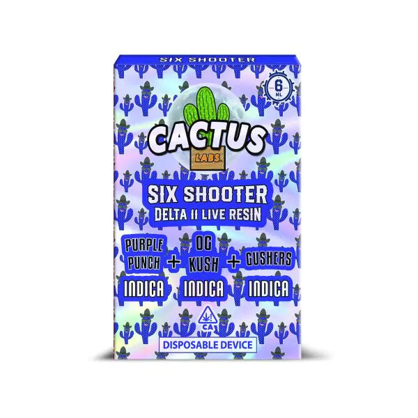 Cactus Labs | Six Shooter D9 LR 6G Disposable - Purple Punch | OG Kush | Gushers