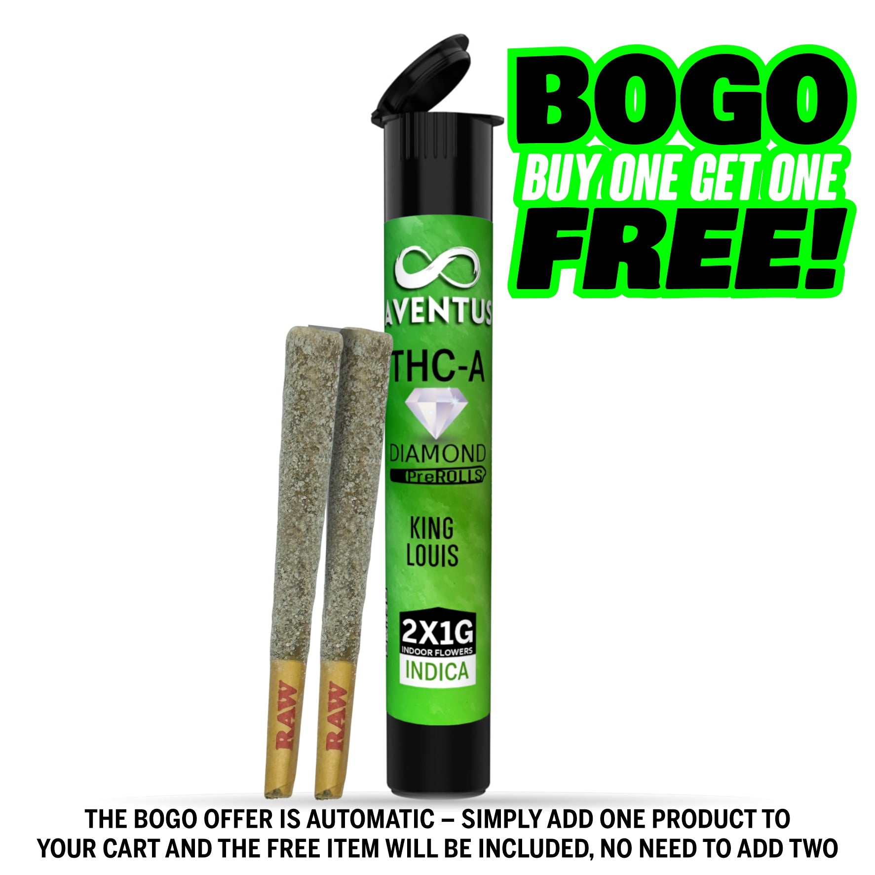 Aventus8 Thc-a pre-rolls with Thc-p diamonds – King Louis (2x1g | Indica)