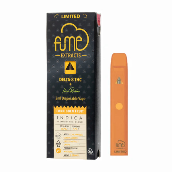 Box of 5 vapes Fume Extracts Limited Delta 8 Live Resin Disposable 2G - Forbidden fruit - Indica