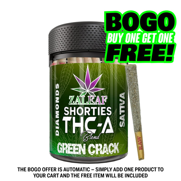 Zaleaf Shorties – 1 g Diamond Coated THCP Pre-Rolls (10-Pack) Green Crack - sativa