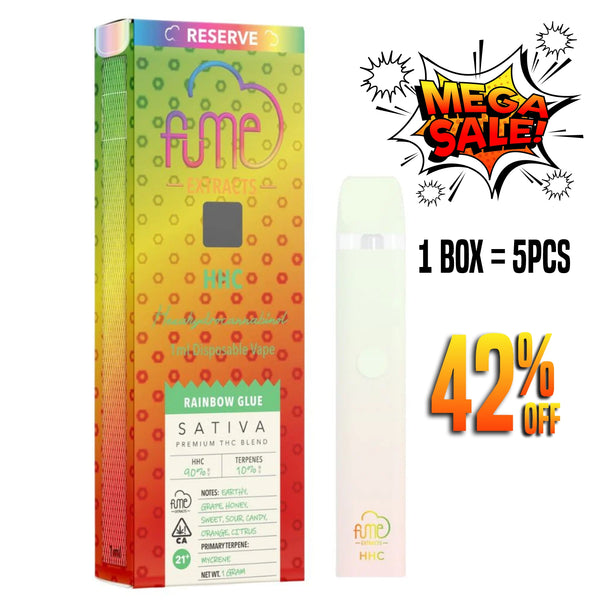 Box of 5 vapes Fume Extracts Reserve HHC 1000mg  Disposable -  Rainbow Glue - Sativa