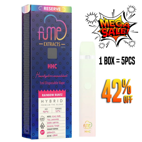 Box of 5 vapes Fume Extracts Reserve HHC 1000mg  Disposable -  Rainbow Runtz - Hybrid