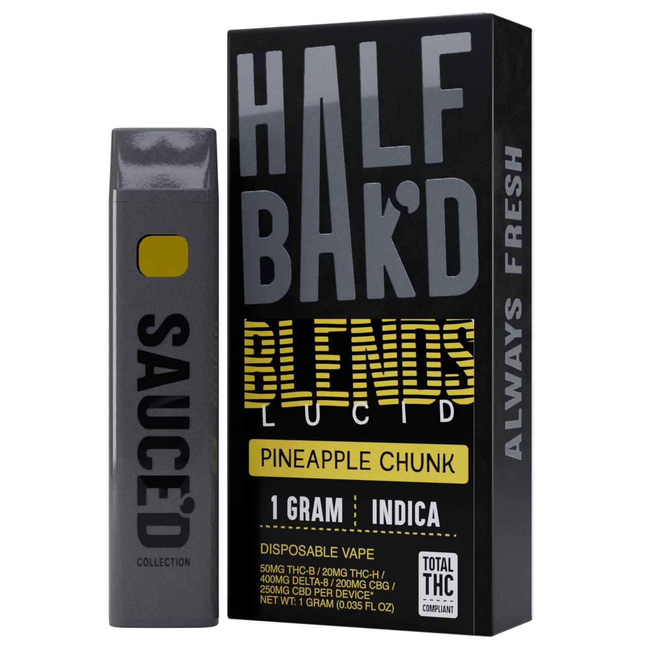 HALFBAK’D BLENDS LUCID – Pineapple Chunk (Indica)