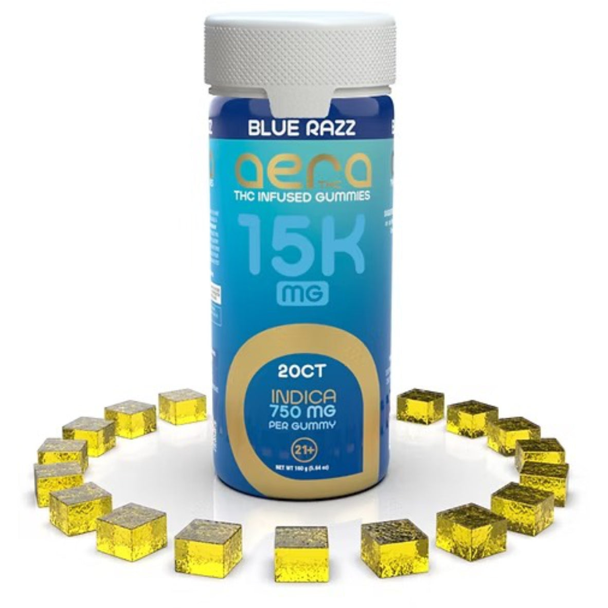 Aera THC Infused Gummies – Blue Razz 15000 mg (Indica)