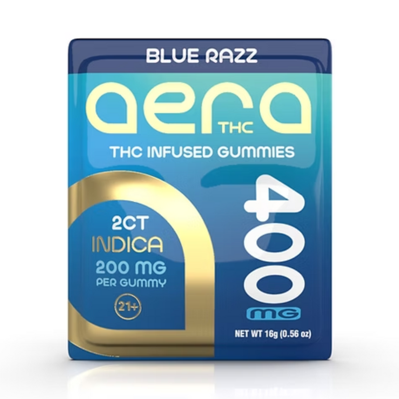 Aera THC Infused Gummies – Blue Razz 400 mg (Indica)
