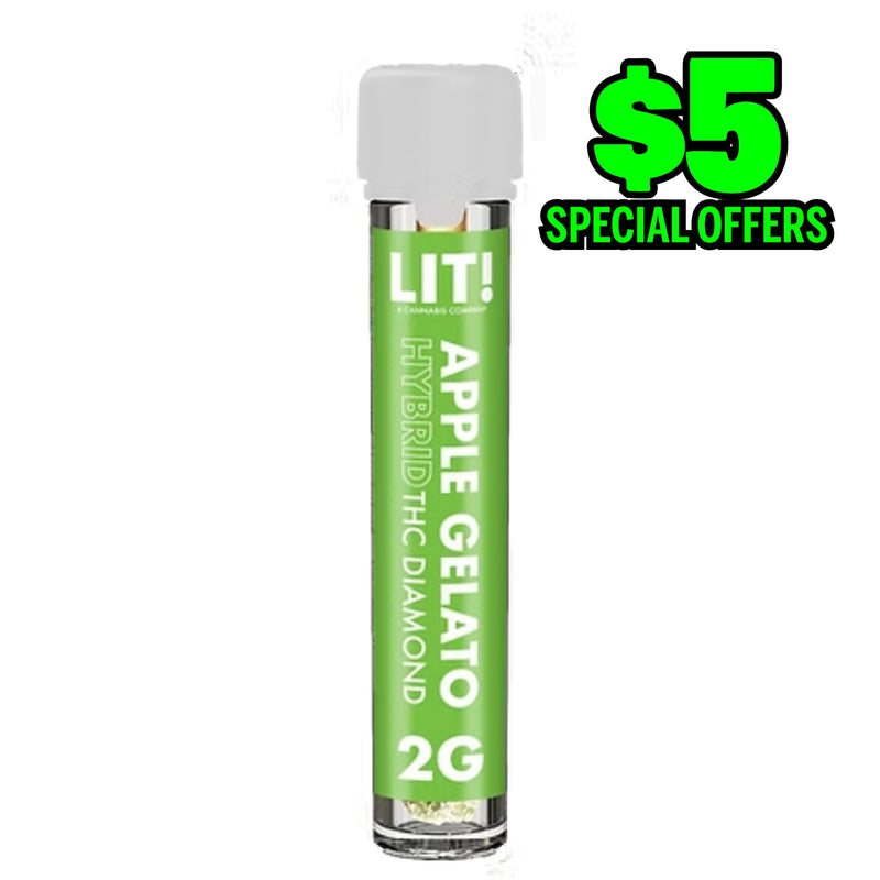 LIT THC Diamond 2g Pre-Rolls Tubes - Apple Gelato - Hybrid