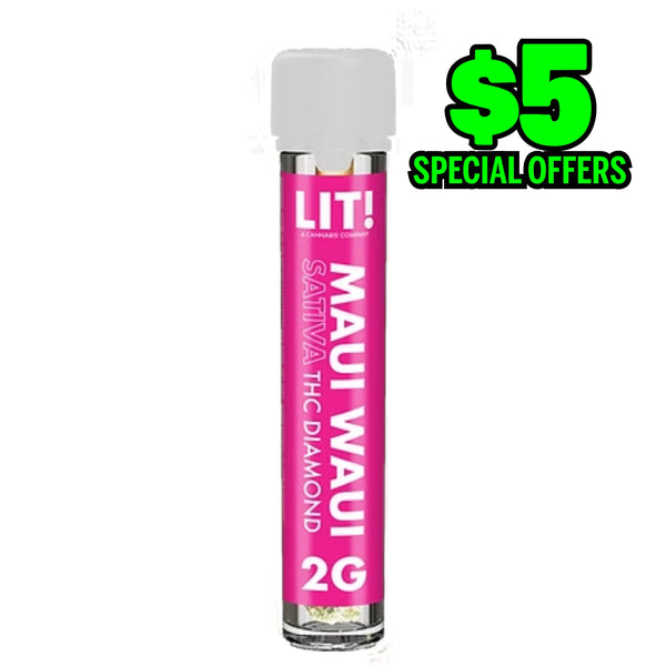 LIT THC Diamond 2g Pre-Rolls Tubes - Maui Waui - Sativa