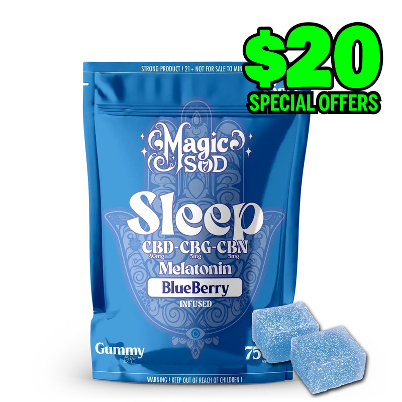 MAGICSOD Sleep Blueberry Gummies infused with (CBD + CBG + CBN @ 750mg) + Melatonin